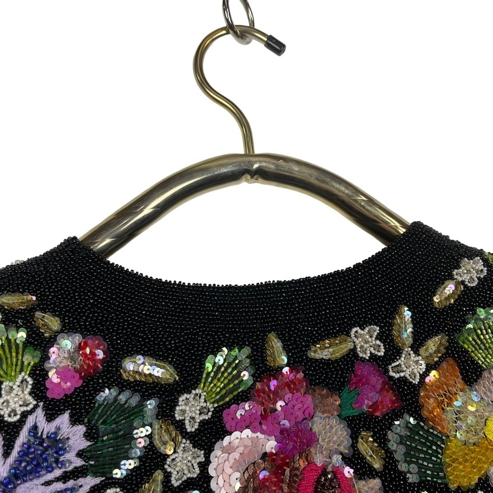 LAURENCE KAZAR VINTAGE BEAD EMBELLISHED EMBROIDERED HEAVY FLORAL EVENING JACKET - Picture 10 of 15
